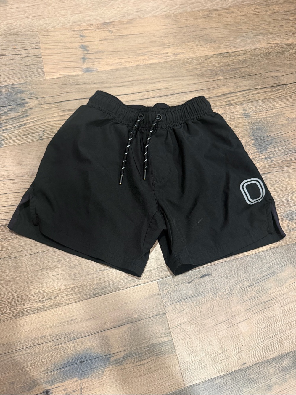 Kids Black Athletic Shorts with Drawstring